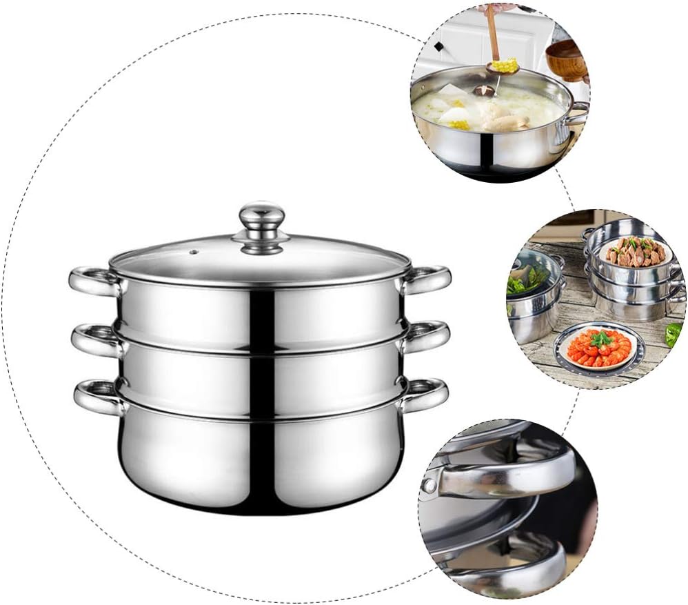 BESTonZON Kochtopf Dampfgarer 3- Dampfgarer Kchtpf Lebensmittelüsedampfer Herd für Küchenrestaurant