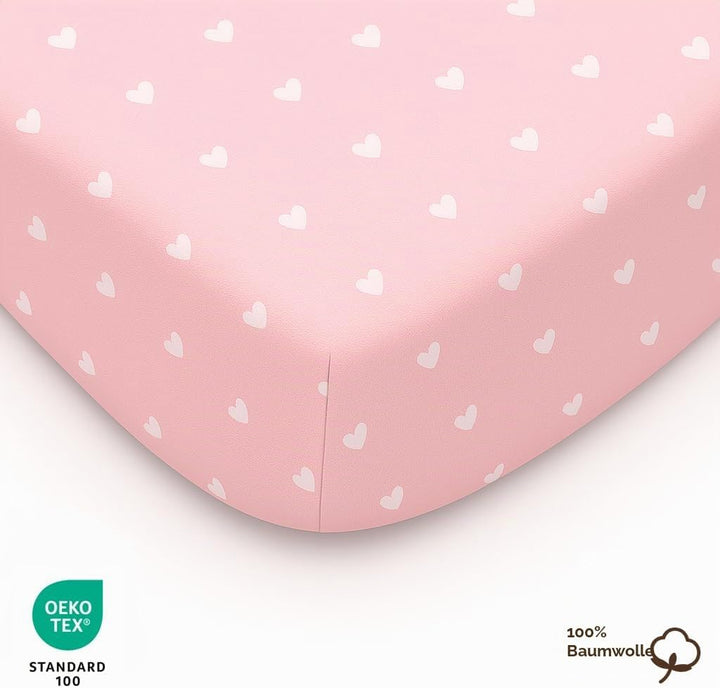 Lovely Hippo 2X Spannbettlaken 50x83 100% Baumwolle - Kompatible Spannbettlaken 50x83 cm - Set 2X (R