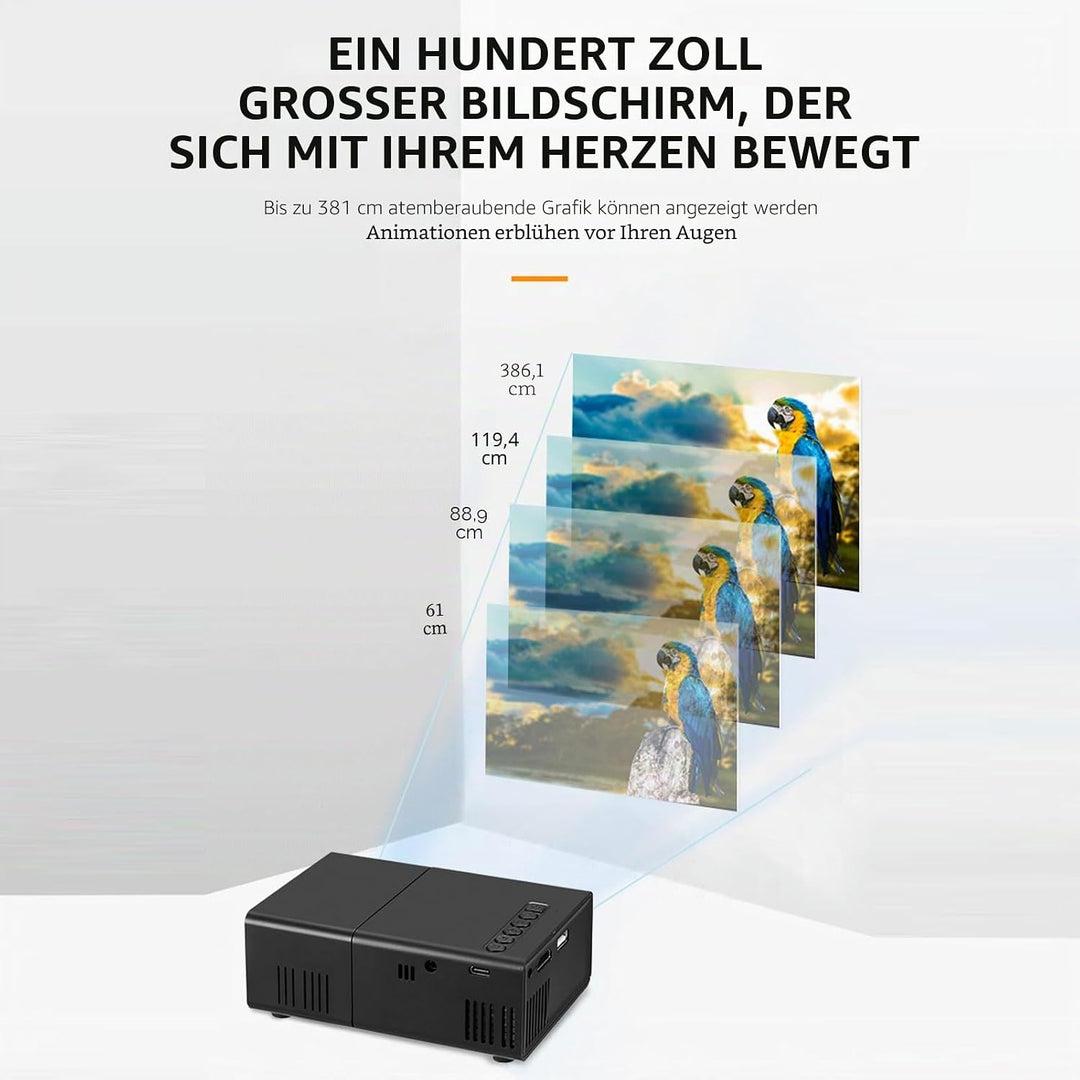 VBESTLIFE 1080p Full HD Tragbarer Filmprojektor, Eingebauter Lautsprecher, Kompatibel mit Dem Smartp