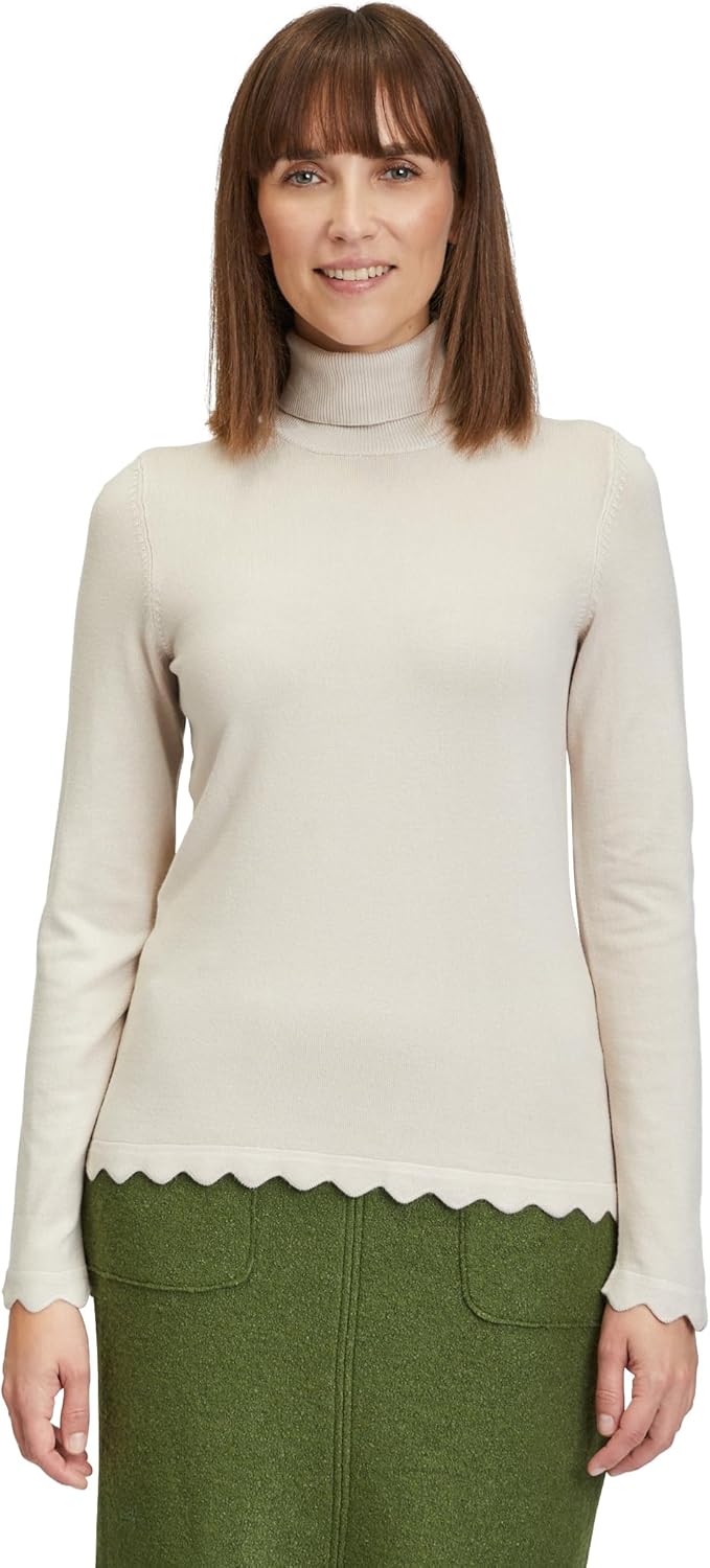 Betty Barclay Damen Feinstrickpullover mit Wellenstruktur, Beige