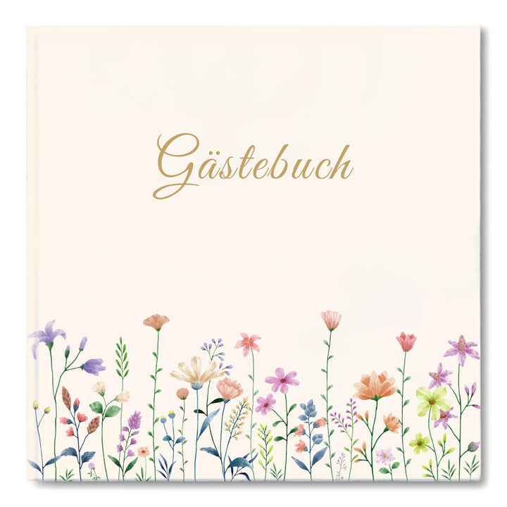 Gästebuch Blanko mit 40Schöne Aufkleber und 44 Doppelseiten Premium Dickem Papier, Grösse 21x21cm Gu