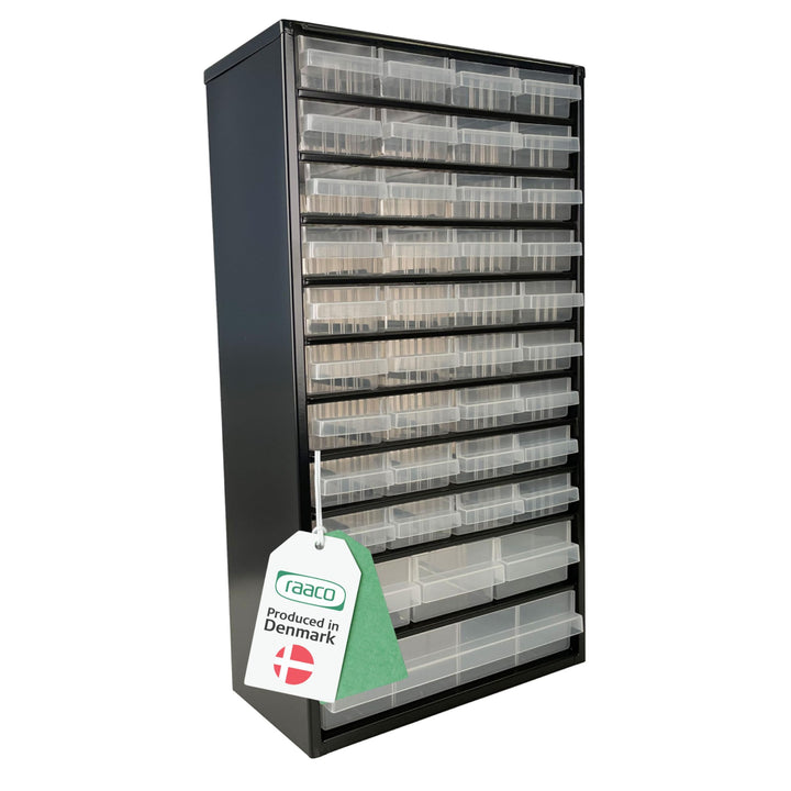 raaco Kleinteilemagazin C12-40, 36 kg Last,15 x 30,6 x 55,2 cm,40 Schubladen, beschichteter Stahl, g