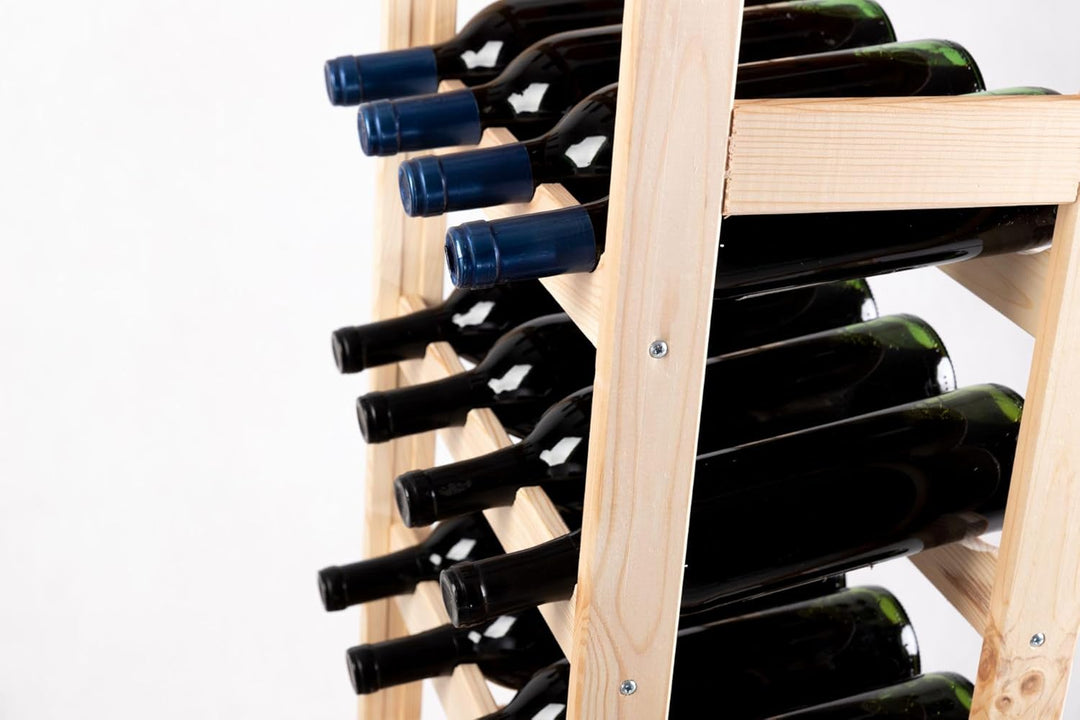 PROREGAL Weinregal PINOTWINE | HxBxT 166x43,4x25cm | 44 Flaschen | Massives Kiefernholz | Natur unbe