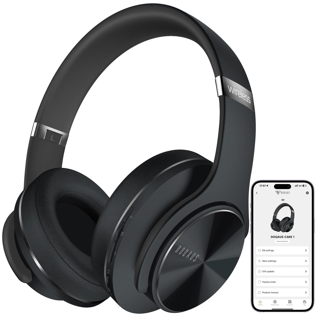 DOQAUS Bluetooth Kopfhörer Over Ear, [Bis zu 90 Std] Kopfhörer Kabellos mit 3 EQ-Modi, Dual 40mm Tre