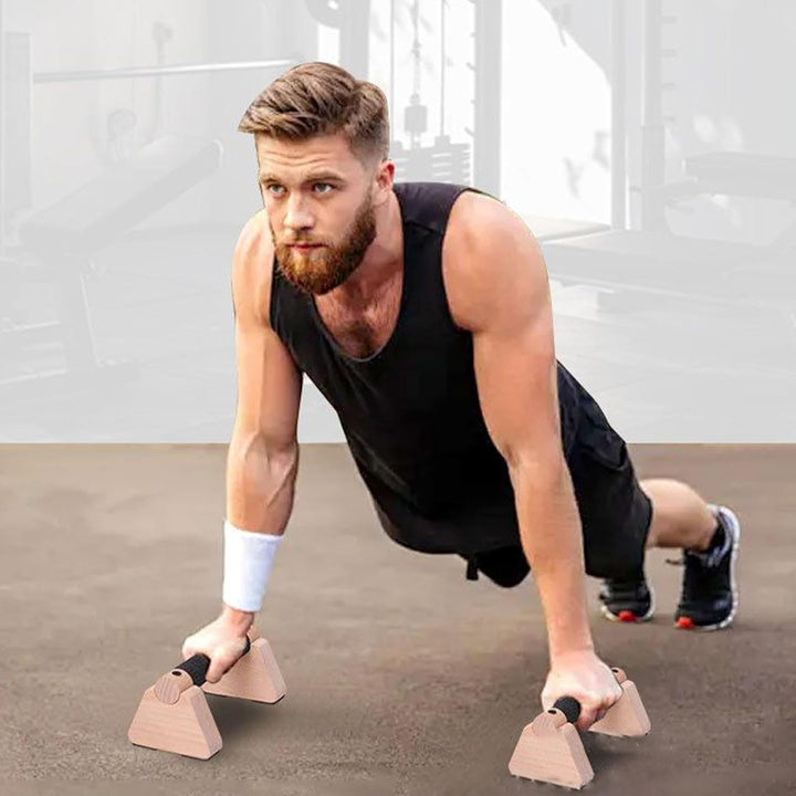 Liegestützgriffe für Männer, Stabile Liegestützgriffe Parallettes, 2x Trainingsgerät mit Holzgriffen