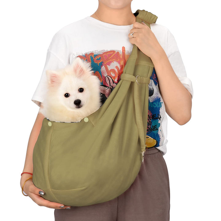 PETLOFT Tragetuch Hund, Reversibel Kleine Hundetrage, Einstellbar Pet Tragetuch, Freisprecheinrichtu