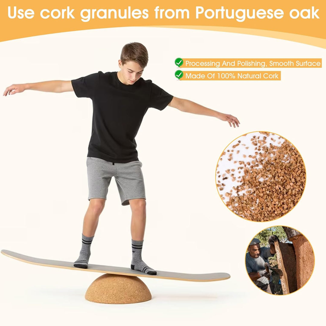 Balance Board Halbkugel – Kork Halbkugel für Gleichgewicht, Fitness, Yoga &amp; Pilates, Anti-Rutsch, Na