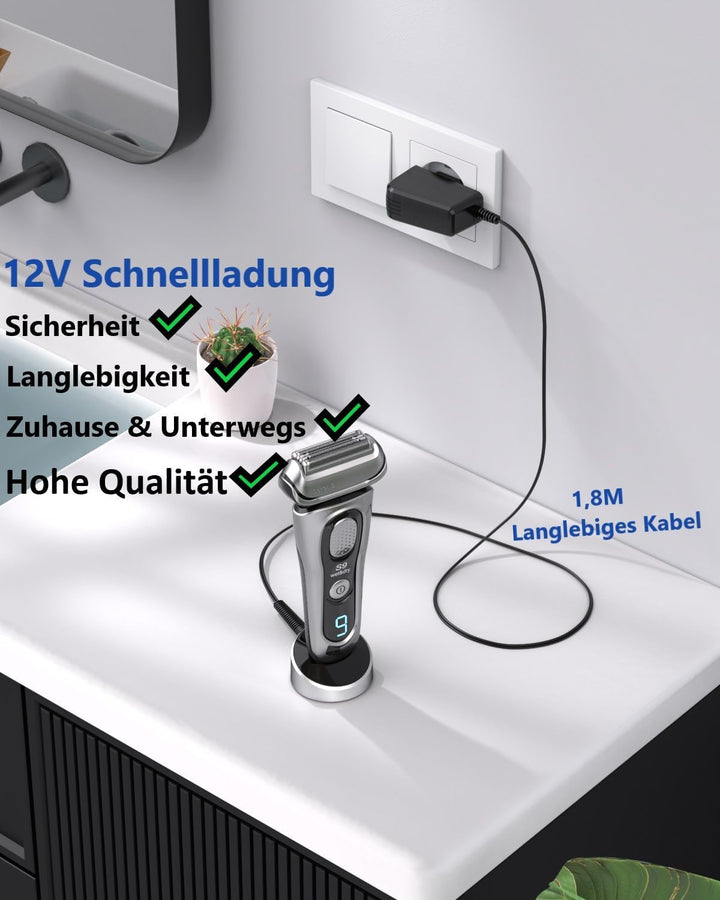12V Kabel Passend für Braun Rasierer Ladekabel Series 9 7 5 3 S3 S5 9 pro 8 6 1 5544 5542 XT5 Body B
