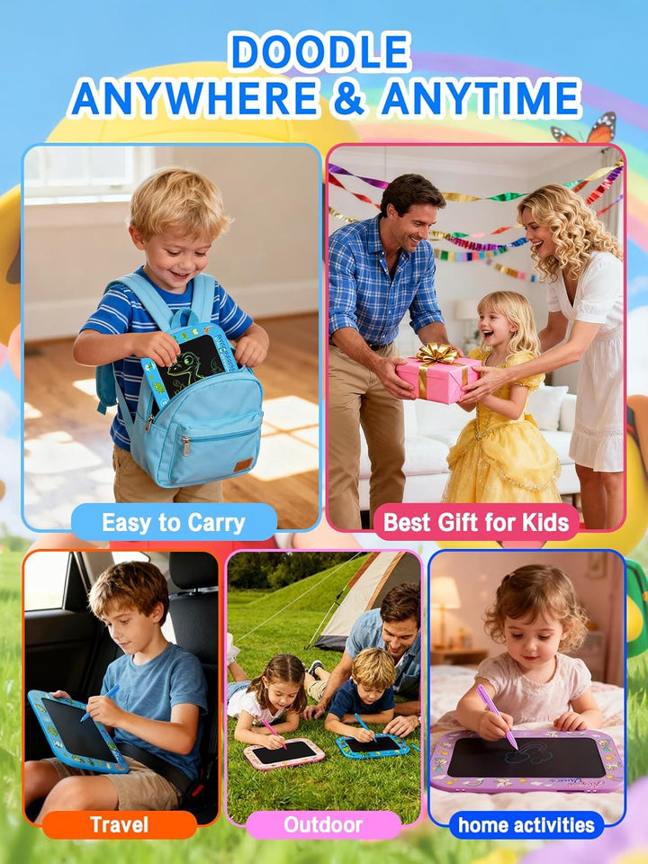 2er-Pack 10 Zoll LCD-Schreibtafel für Kinder (Gesamt m. Rahmen, Zeichfl. ca. 8 Zoll), farbenfrohes D
