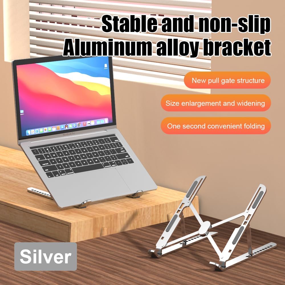 FBJ&Cunma Faltbarer Tragbarer Laptop Ständer, Aluminium Laptop Riser, Computer Ständer für Schreibti