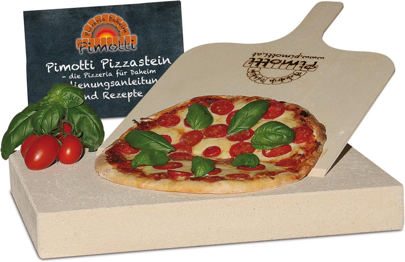 5cm Pimotti Pizzastein/Brotbackstein aus Schamott +Schaufel +Anleitung & Rezepte im