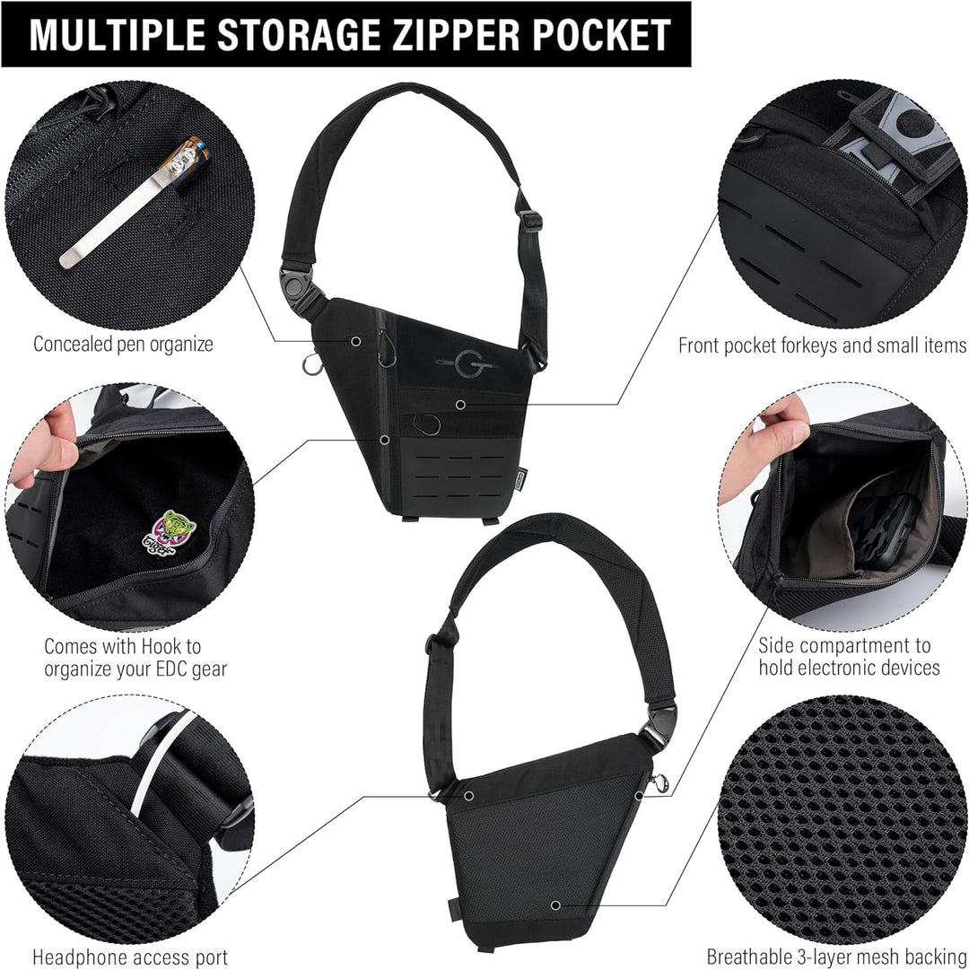 TACTICAL GEEK Cache L1 Umhängetasche Leichter Brustrucksack Umhängetasche Anti-Diebstahl Wasserdicht