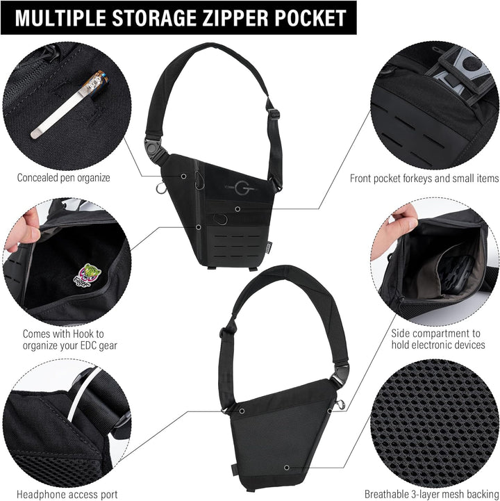 TACTICAL GEEK Cache L1 Umhängetasche Leichter Brustrucksack Umhängetasche Anti-Diebstahl Wasserdicht