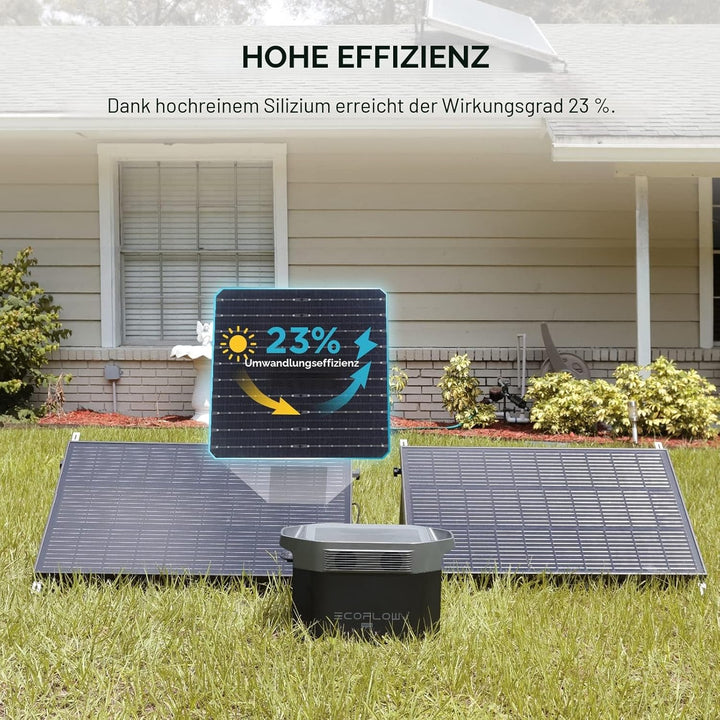 ECOFLOW Monokristallines Solarpanel 2x100W, Starres Solarpanel mit 8 Stück montagefüsse, Photovoltai
