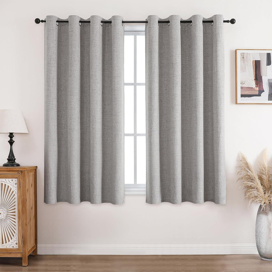 CUCRAF Leinenoptik 100% Blickdicht Vorhänge mit Ösen Wärmeisolierte Schlafzimmer Vorhänge mit Beschi