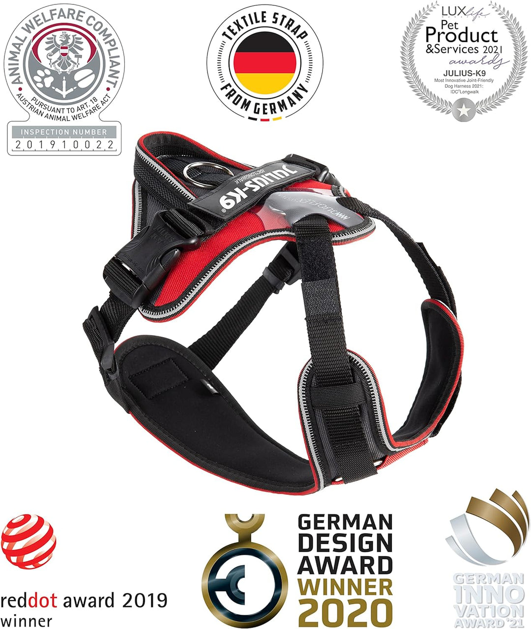 IDC Longwalk Geschirr, Rot-Grau, Grösse: 2XL Rot-Grau 2XL, Rot-Grau 2XL