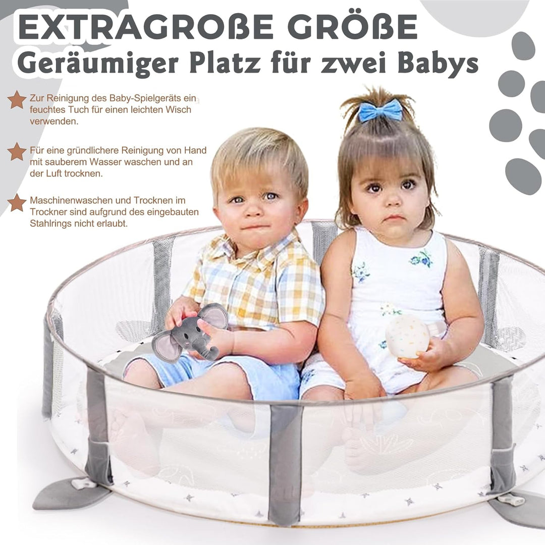 Mallify 5-in-1 XL Baby Spielbogen mit Spielmatte, Spielplatz & Bällebad, Kombiniertes Baby-Spielcent