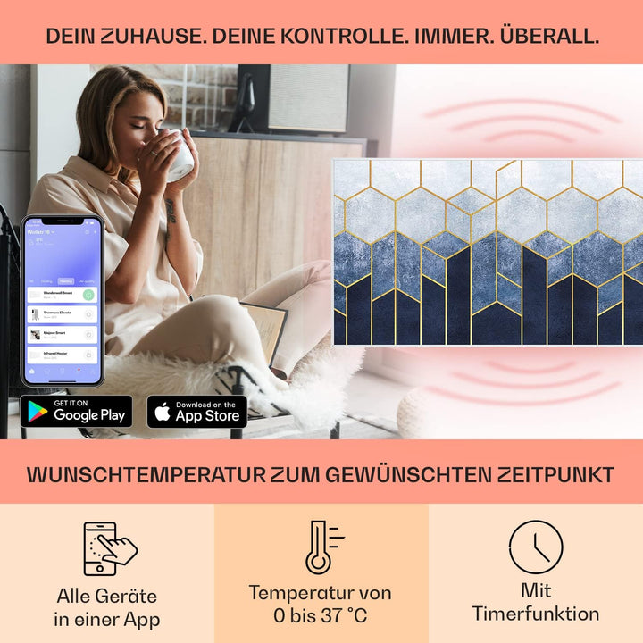 Klarstein Air Art Smart Infrarotheizung, Infrarot Heizung mit IoT/WiFi App-Steuerung, Erkennung Offe
