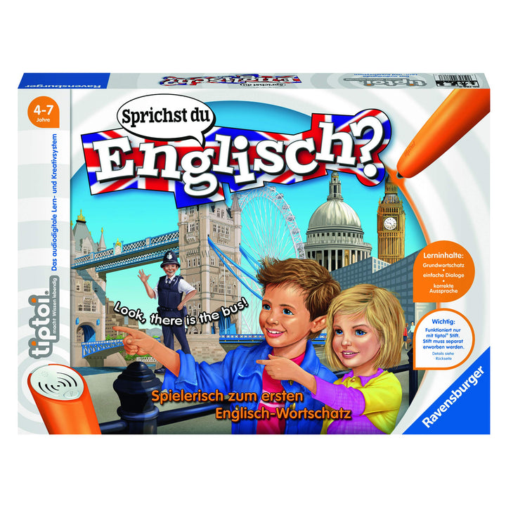 Ravensburger tiptoi Sprichst du Englisch? Spiel, ab 4 Jahren, Lerne spielerisch und interaktiv Engli
