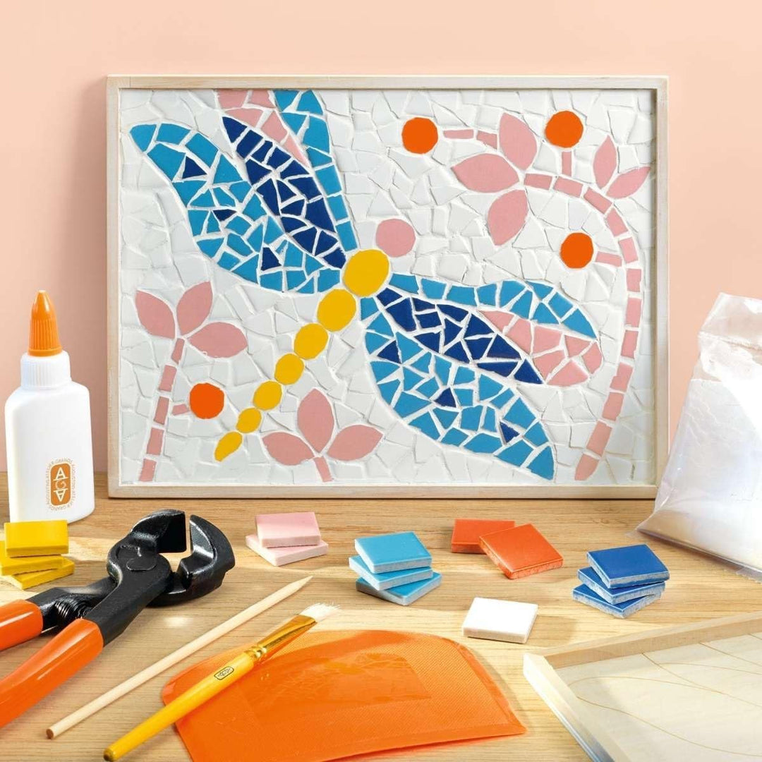 DJECO Atelier 72 Mosaik-Set für Erwachsene, DIY-Kreativset mit Keramikplättchen, Werkzeugen &amp; Video-