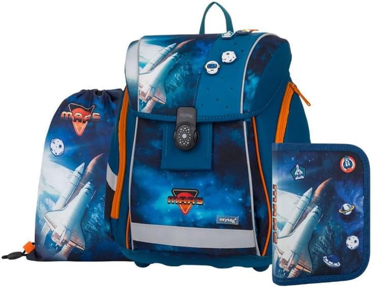 Schulranzen 8 TLG Ergonomische Schulrucksack Set Sportbeutel Federmappe Kunstponcho Trinkflasche Sna