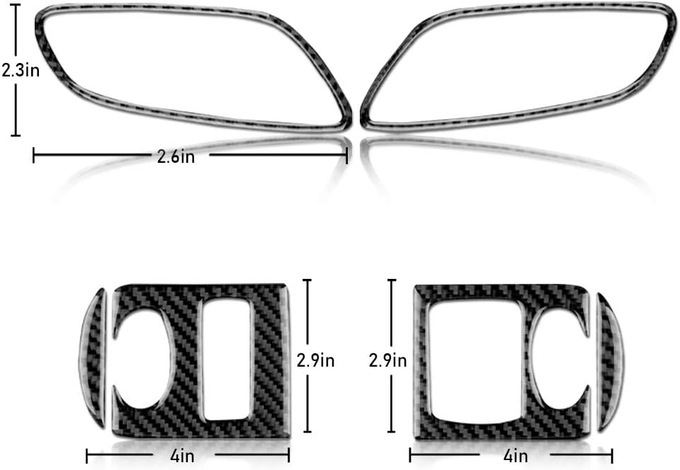KUNGKIC 6 Stück Auto Türgriff Fensterschalter Taste Konsole Panel Innenaufkleber Kohlefaser Aufklebe
