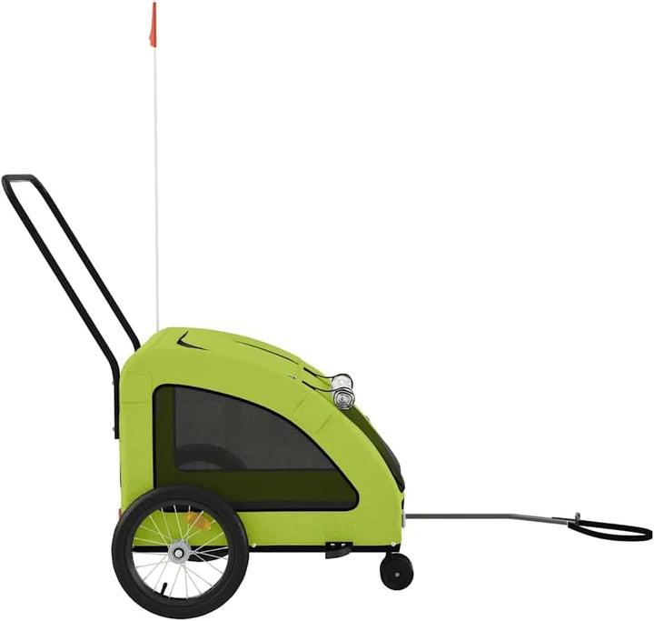 Fahrradanhänger Hunde Grün aus Oxford-Gewebe und Eisen, Haustier Transporter mit PVC Regenverdeck, k