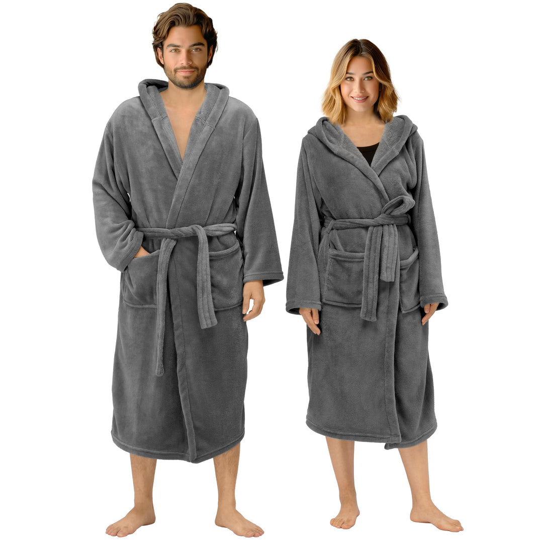 HOMELEVEL Bademantel Morgenmantel Unisex - kuschelweicher Reisebademantel Saunamantel - Mikrofaser M