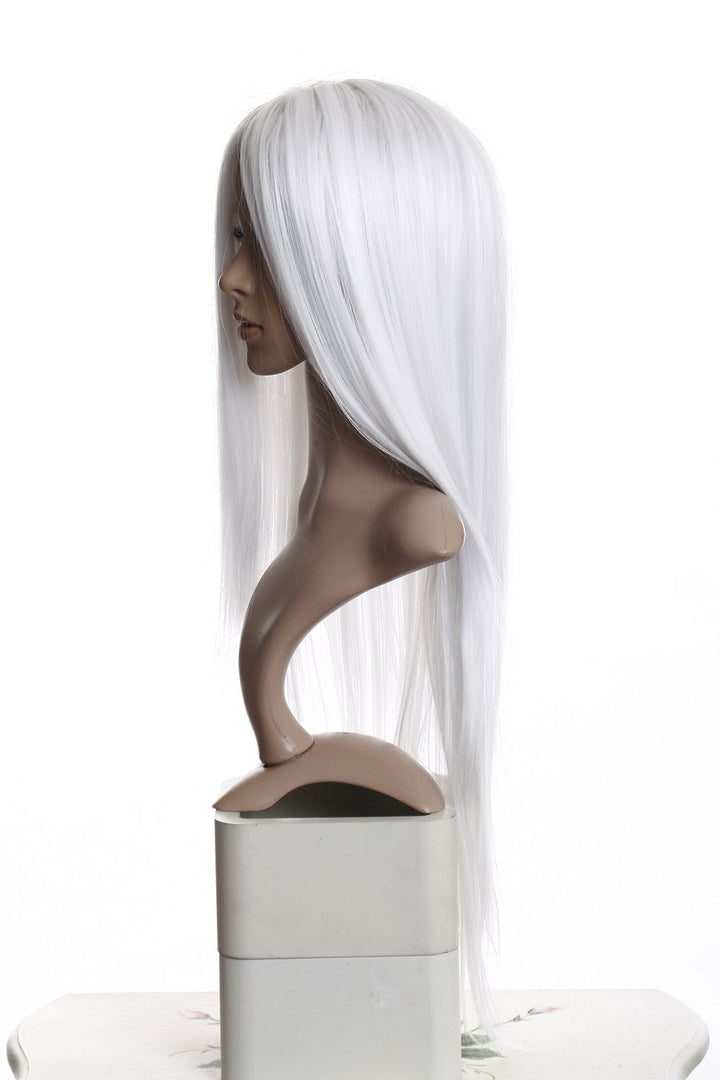 Prettyland 80cm lange Damen Perücke Mittelscheitel Wig Cosplay Hitzefest Weiss white C875 schneeweis