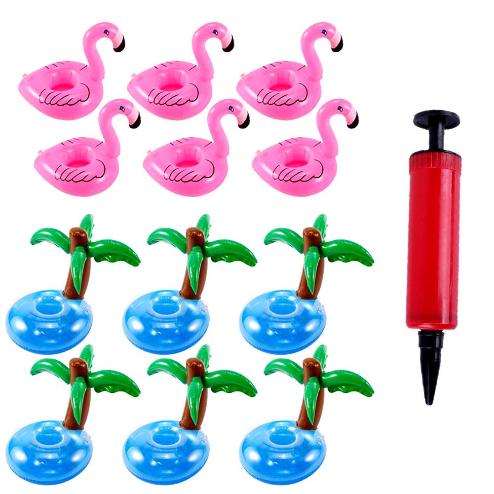 12 Stück Aufblasbare Getränkehalter PVC Aufblasbare Untersetzer Schwimmender Getränkehalter Flamingo
