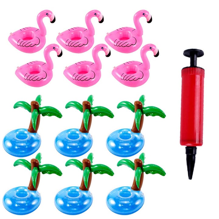 12 Stück Aufblasbare Getränkehalter PVC Aufblasbare Untersetzer Schwimmender Getränkehalter Flamingo