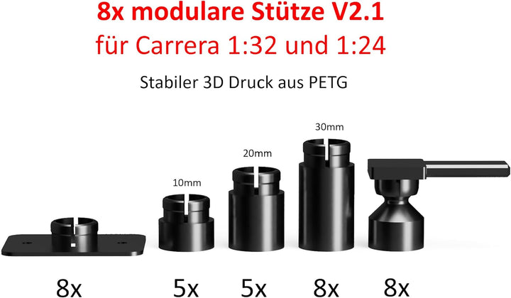 Stützenset (42tlg) passend für Carrera 124/132/Evolution Fahrbahnerhöhung Brücken Kurven/Gerade