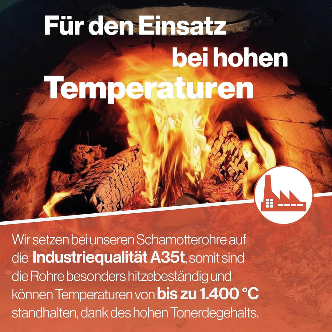 Feuerfest 123 - Schamotterohr Ofen [Ø 150x300 mm] (Innendurchmesser x Länge) - Für Kaminöfen, Öfen &