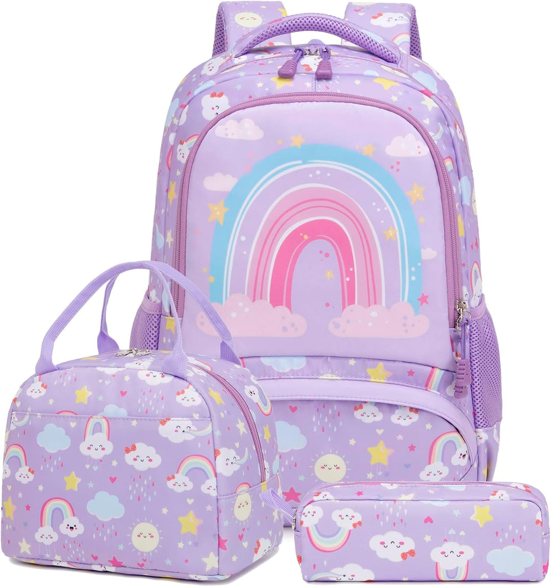 Kimwadalh Kinderrucksack Mädchen Rucksack Leichtgewicht Schulrucksack Regenbogen Schulranzen für Mäd