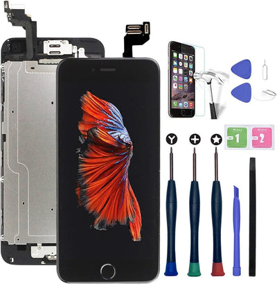 Xlhama Ersatz-Display, komplett, für iPhone 6S Plus, Schwarz, 5,5 Zoll, mit Reparaturwerkzeug, Front