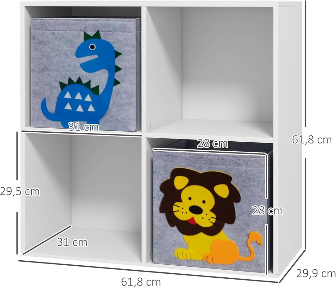 ZONEKIZ Kinderregal Bücherregal für Kinder Spielzeug-Organizer Kinderzimmerregal mit 2 Aufbewahrungs