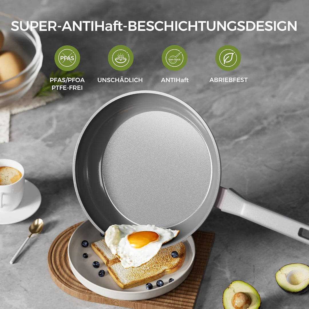 Sanho Bratpfanne 30cm, Keramikpfanne Antihaft Induktion, Omelette Pfanne, 30cm