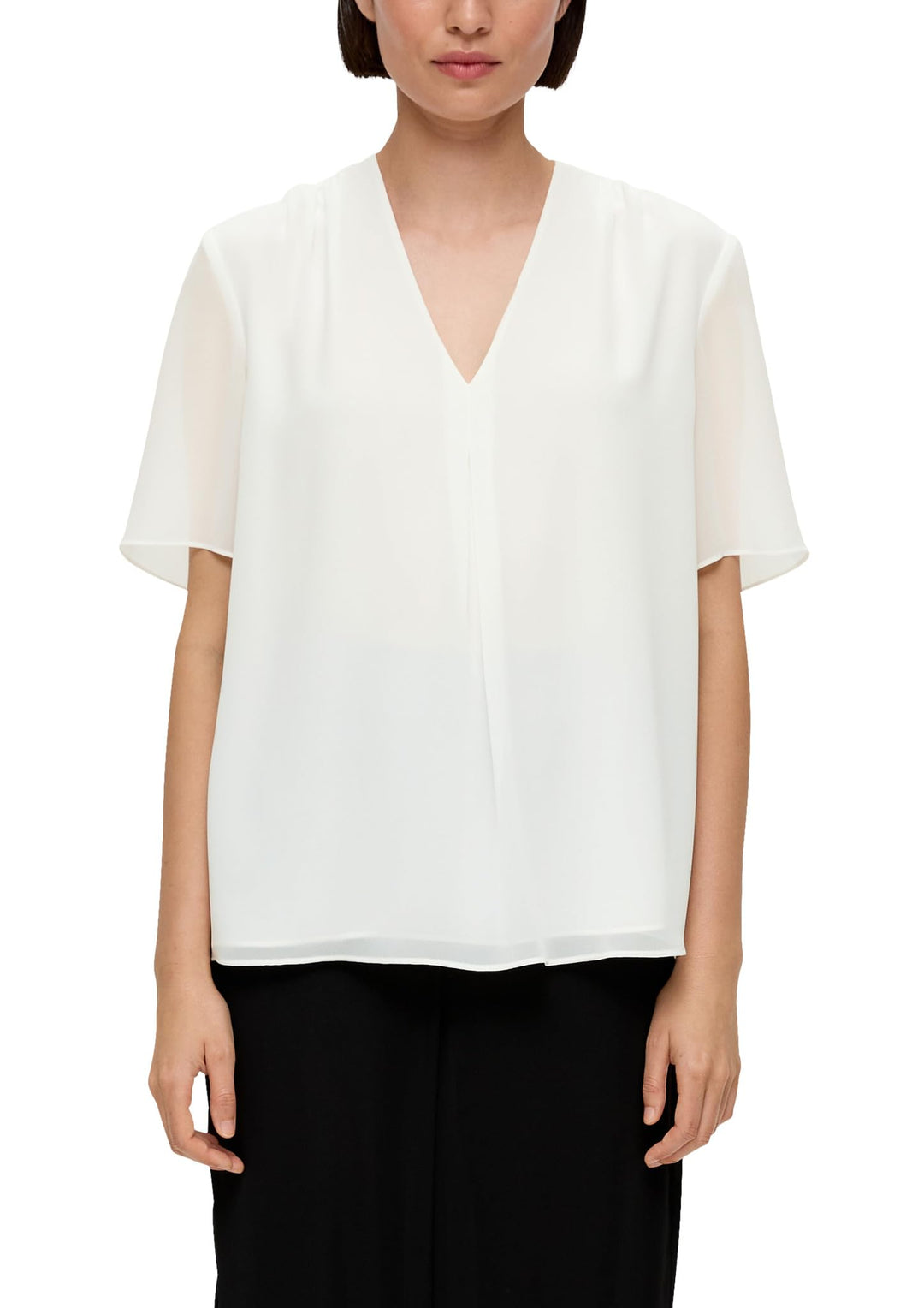 s.Oliver BLACK LABEL Bluse mit V-Ausschnitt, 34 Ecru