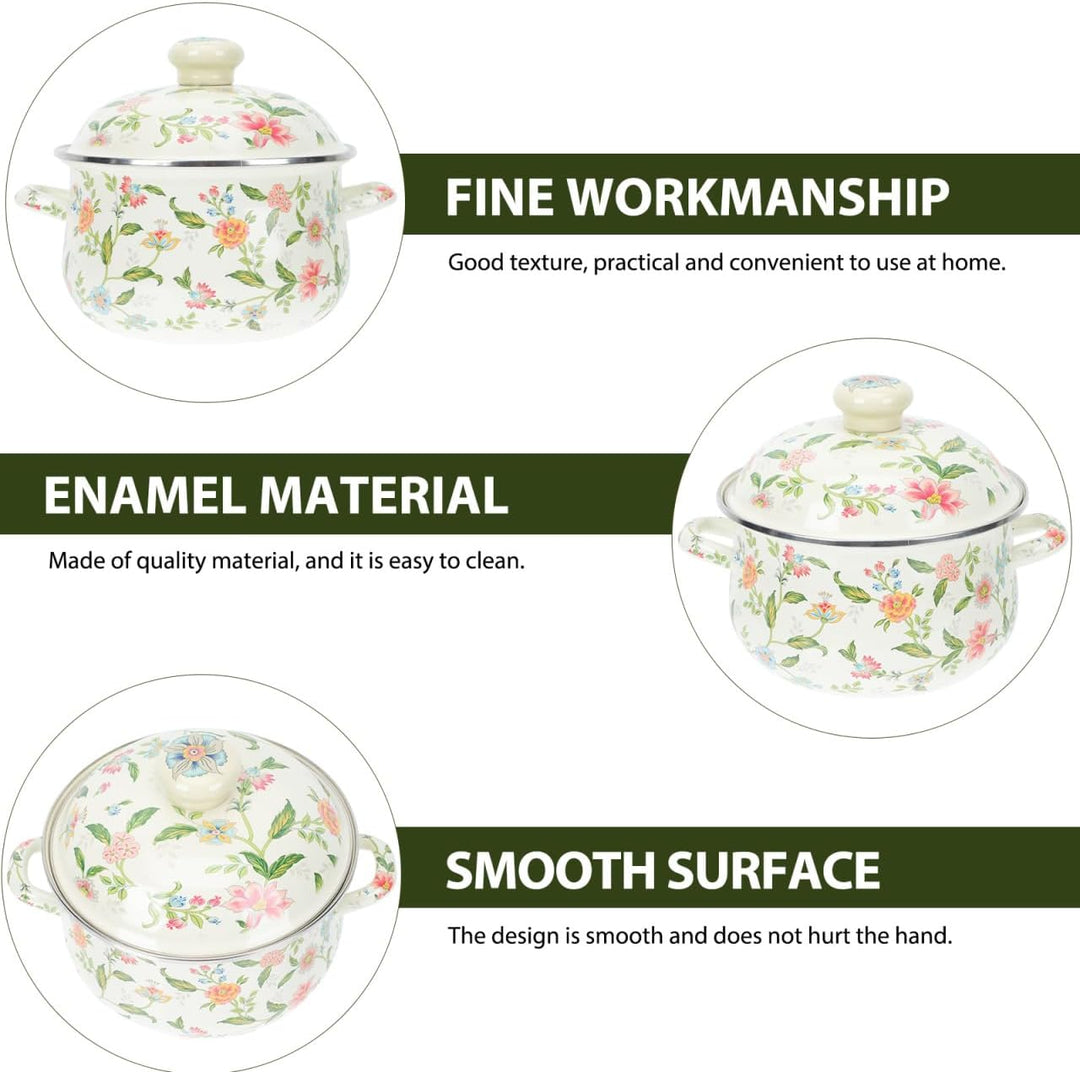 Enamel Suppentopf Retro Kochtopf 1 Stück für Induktion und Gas Praktisch Stew Pot Mit Komfortablem G