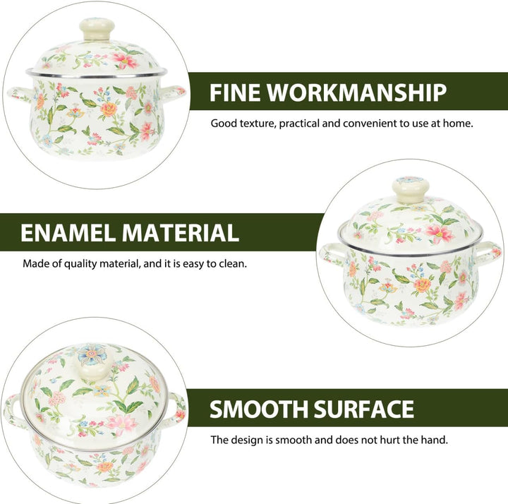 Enamel Suppentopf Retro Kochtopf 1 Stück für Induktion und Gas Praktisch Stew Pot Mit Komfortablem G