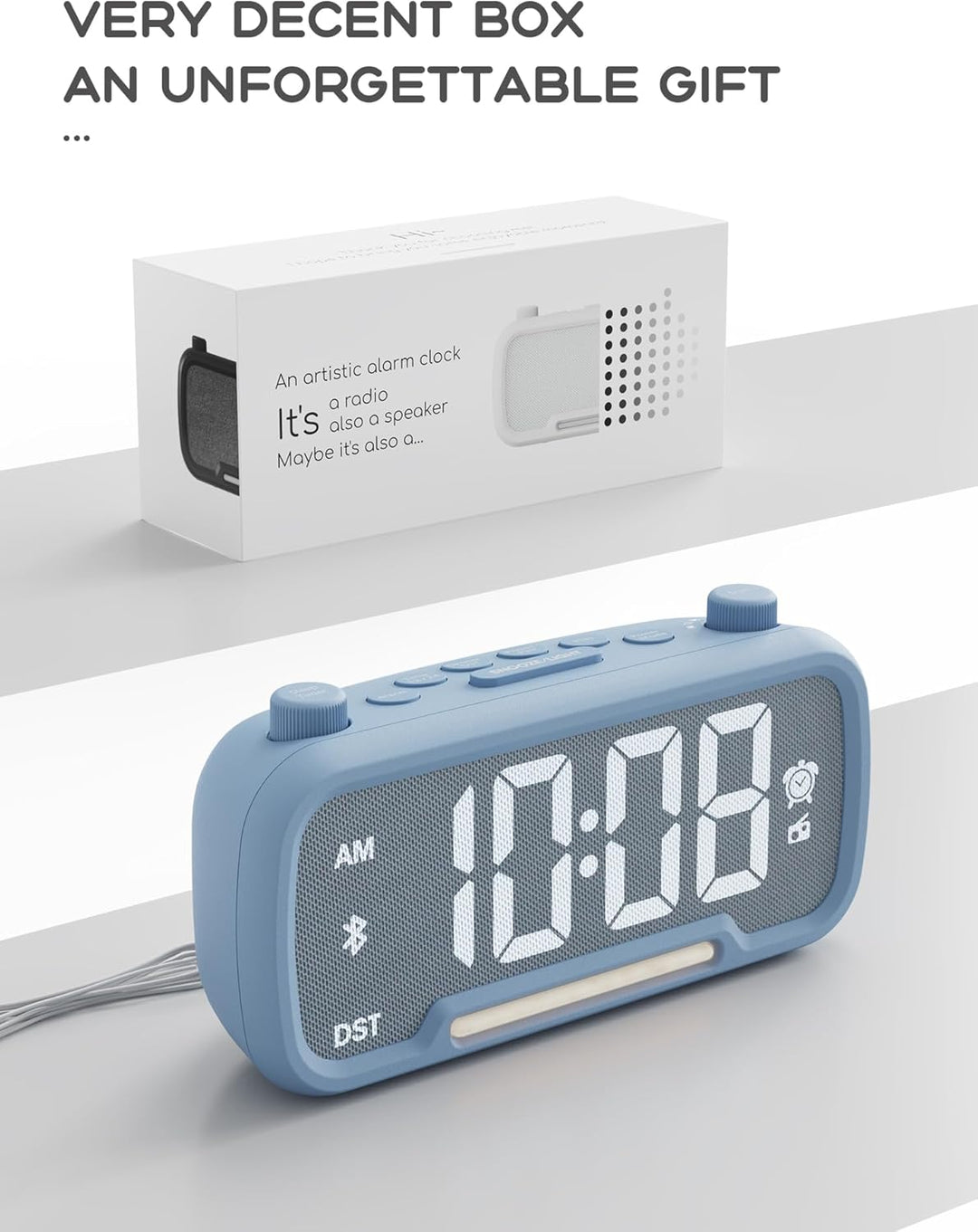 ROCAM Wecker für Schlafzimmer mit Nachtlicht, led Uhr mit FM-Radio, UKW Digitalradio, Küchenradio Ti