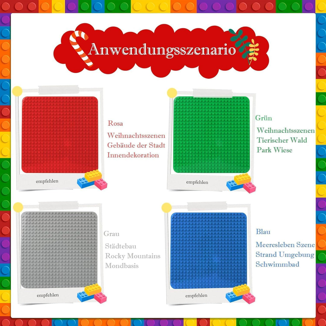 grosse Platte Kompatibel mit Lego Duplo, 38 x 38cm grundplatte, Konstruktionsspielzeug für Mädchen u