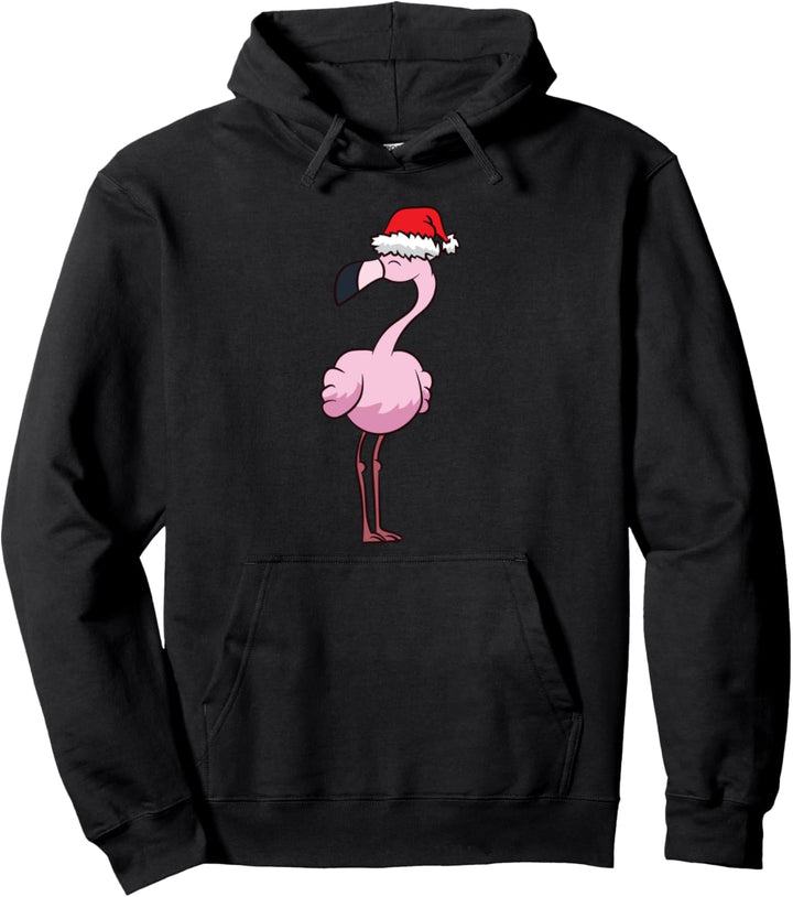 Flamingo mit Weihnachtsmann-Mütze, Weihnachts-Flamingo Pullover Hoodie