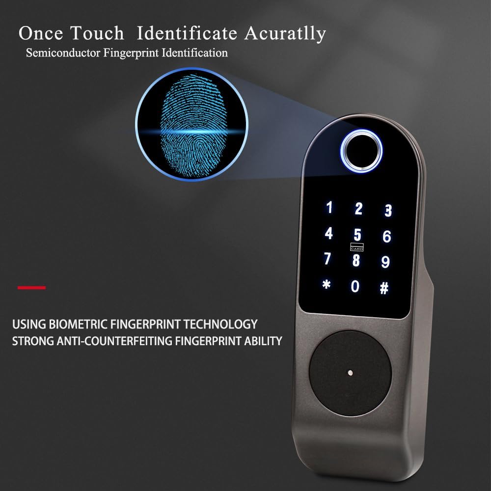 FTSTech Elektronisches Smart Lock Biometrischer Fingerabdruck Türschloss Virtuelles Passwort Wechat