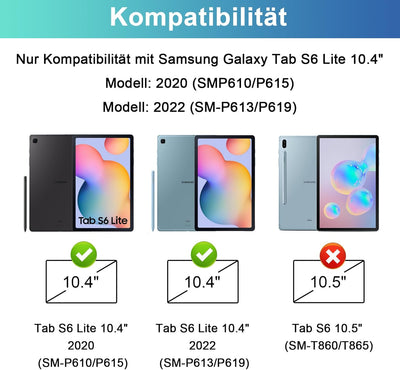 LAMA Samsung Galaxy Tab S6 Lite Hülle mit Tastatur, Kabellose Tastatur Hülle für Tab S6 Lite 10,4“ 2