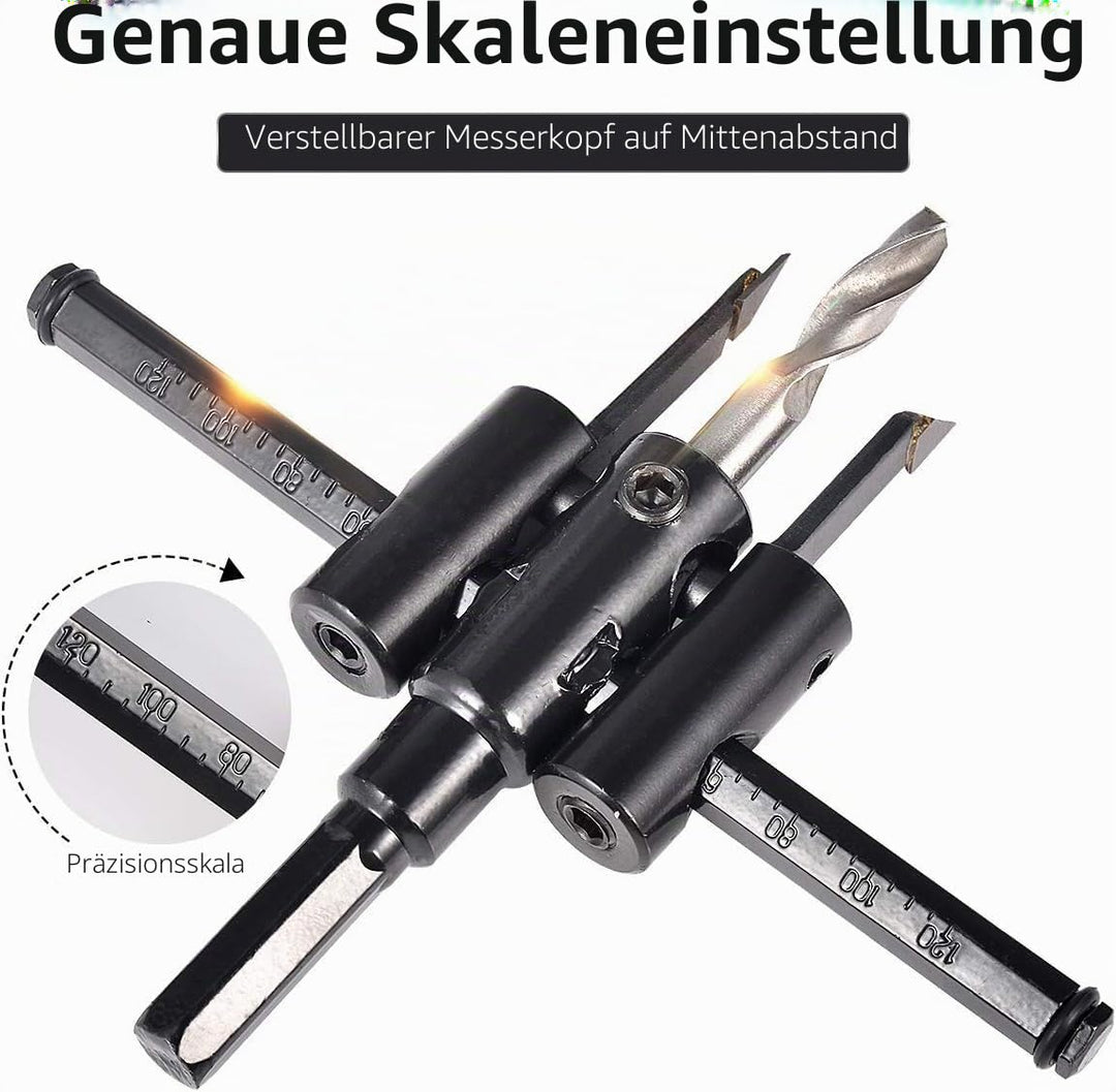kreisschneider Verstellbar [Durchmesser: 30mm - 120mm], Verstellbar von 1 Zoll bis 5 Zoll Lochsägen