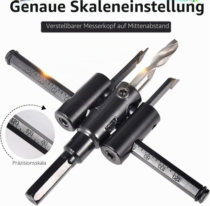 kreisschneider Verstellbar [Durchmesser: 30mm - 120mm], Verstellbar von 1 Zoll bis 5 Zoll Lochsägen