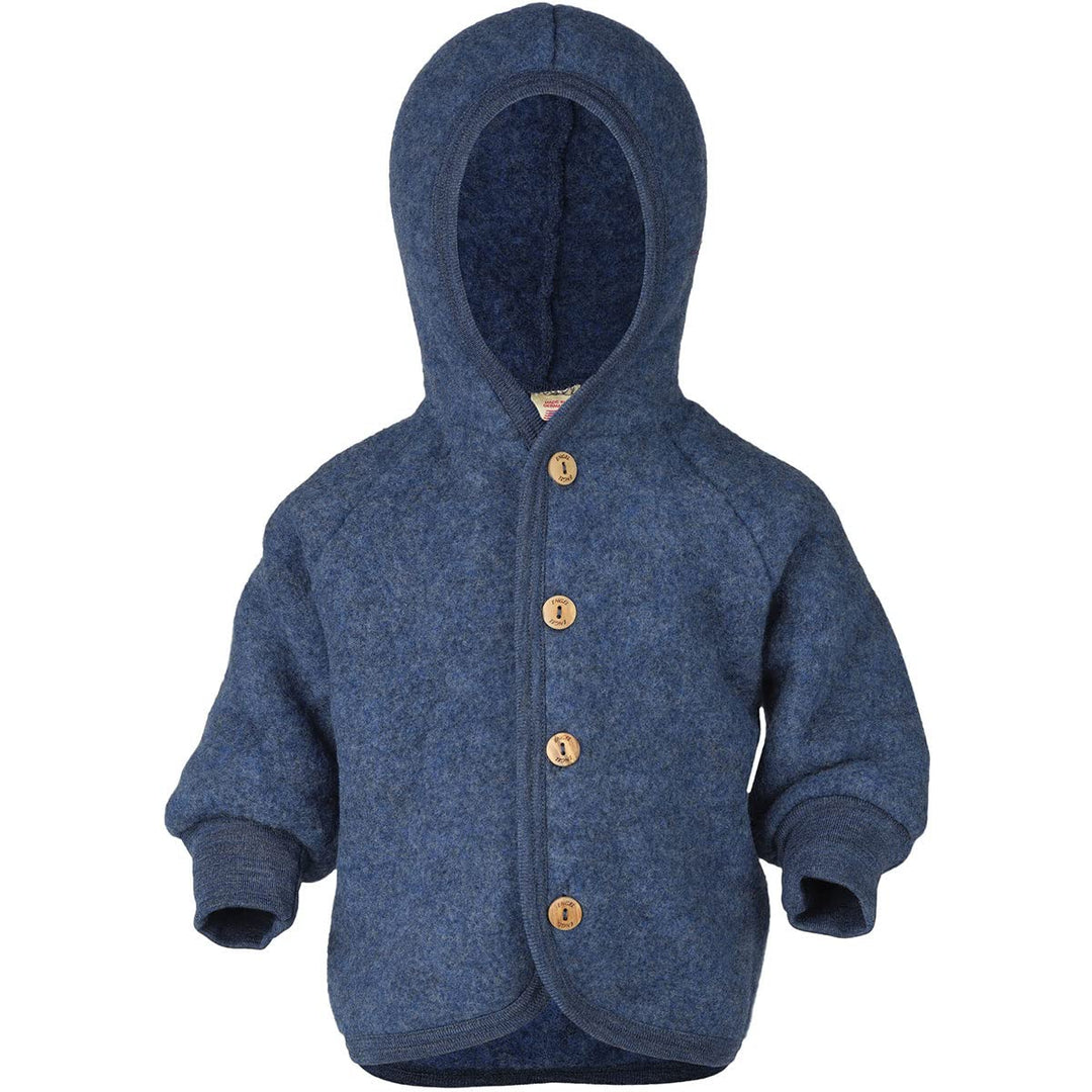 Engel Baby Jacke mit Kapuze Wollfleece 50-56 Blau Melange, 50-56 Blau Melange