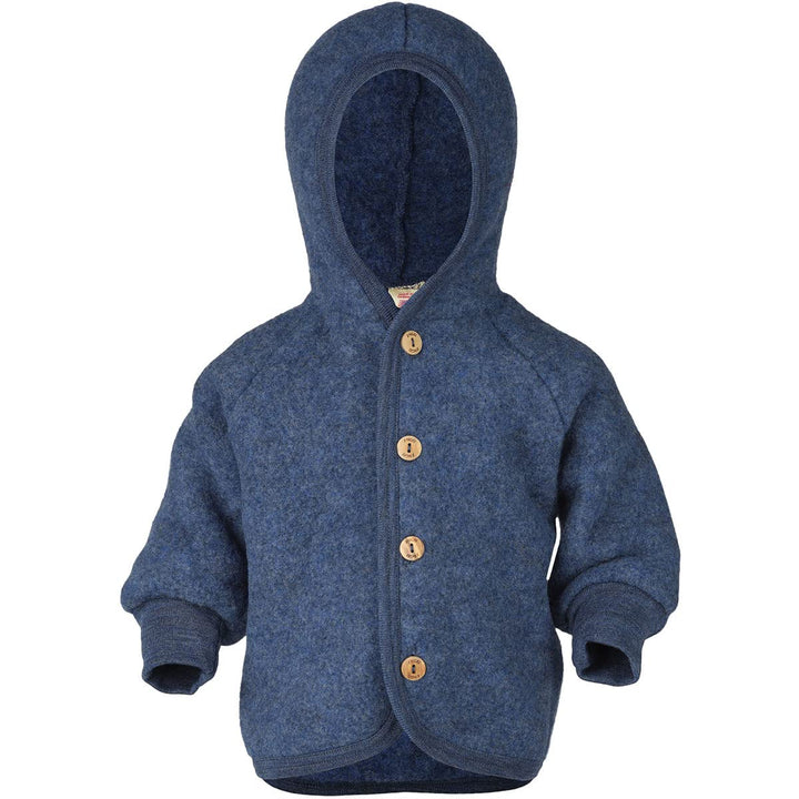 Engel Baby Jacke mit Kapuze Wollfleece 50-56 Blau Melange, 50-56 Blau Melange
