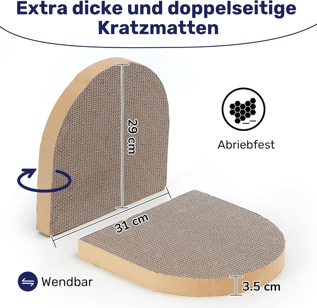 FUKUMARU Kratzbrett für Katzen, 61 cm Kratzpappe in Sofa-Form, Umkehrbares Katzenbett, runde Kratzpa